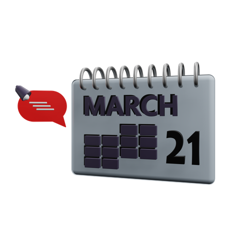 Calendario del 21 de marzo  3D Icon