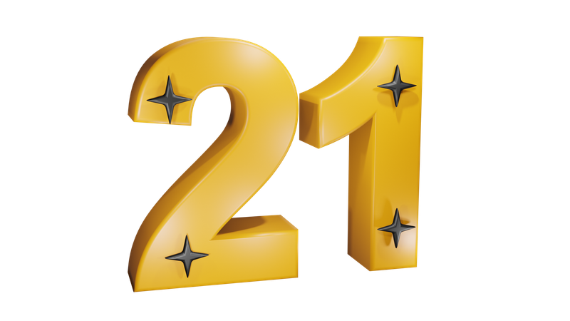 21 Number  3D Icon