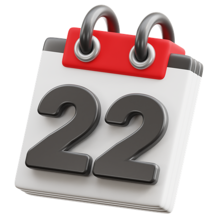 달력 날짜 22  3D Icon