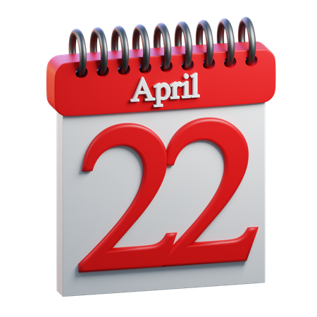 22 April Calendar  3D Icon