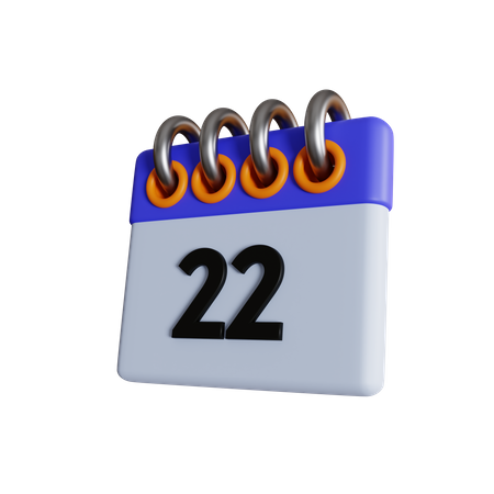 22 Date  3D Icon