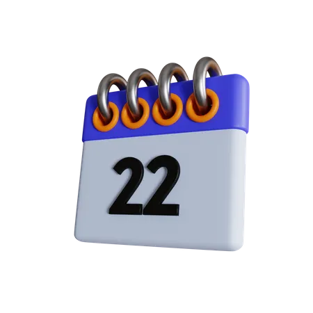 22 Date  3D Icon