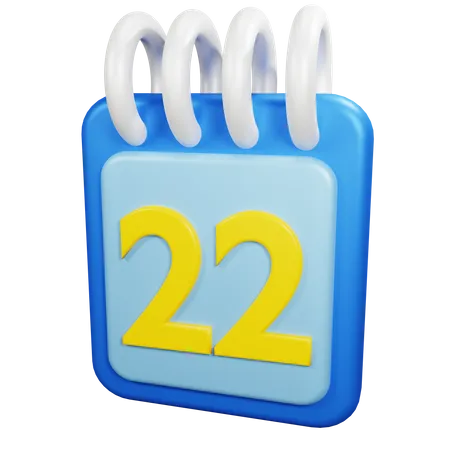 22 Date  3D Icon