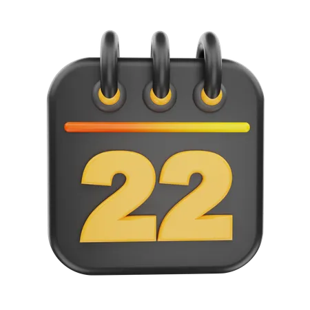 22 Date  3D Icon