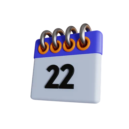 Day 22 Calendar With Day Off And Holiday Options With Normal And Isometric Views 3D Icon