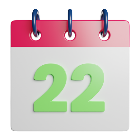 22 Date Calendar  3D Icon