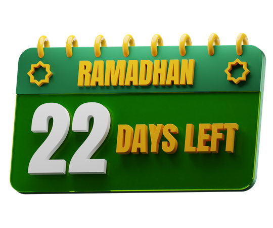 22 Days Left to Ramadan  3D Icon