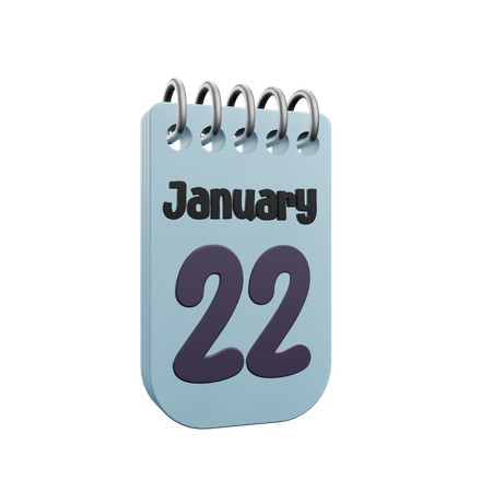 Calendario 22 de enero  3D Icon