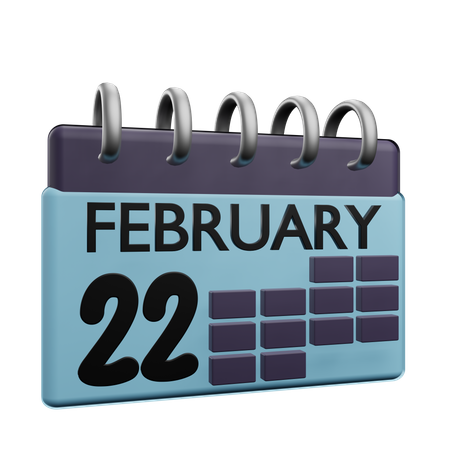 Calendario del 22 de febrero.  3D Icon