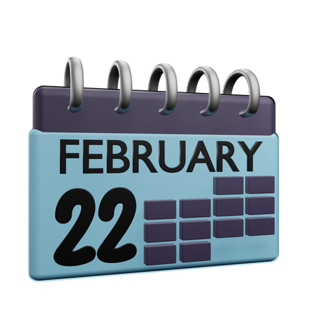 22. Februar Kalender  3D Icon