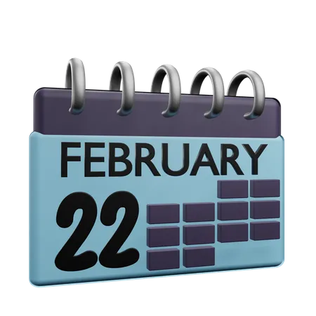 22 February Calender  3D Icon