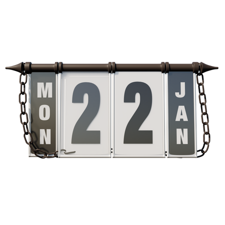 22. Januar Montag  3D Illustration