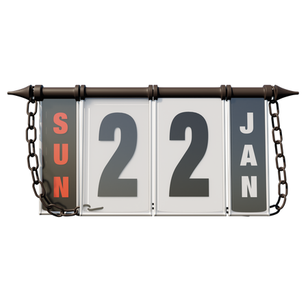 22. Januar Sonntag  3D Illustration