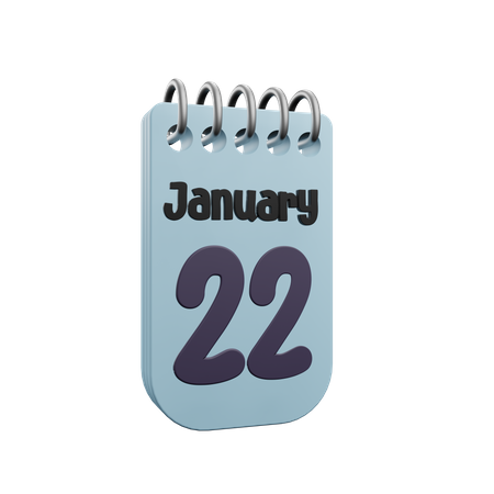 22 January Calender  3D Icon