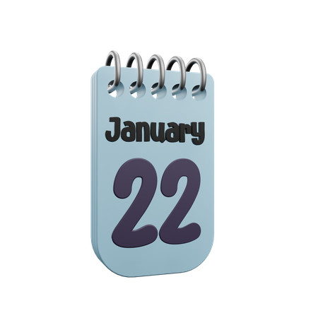 22 January Calender  3D Icon