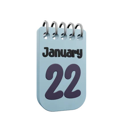 22 January Calender  3D Icon