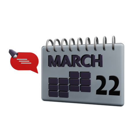 22 March Calender  3D Icon