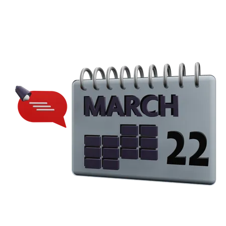 22 March Calender  3D Icon