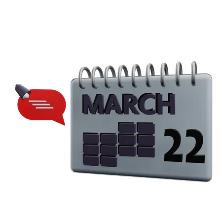 22. März Kalender  3D Icon