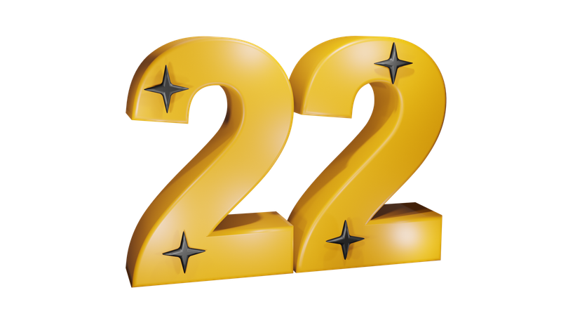 22 Number  3D Icon