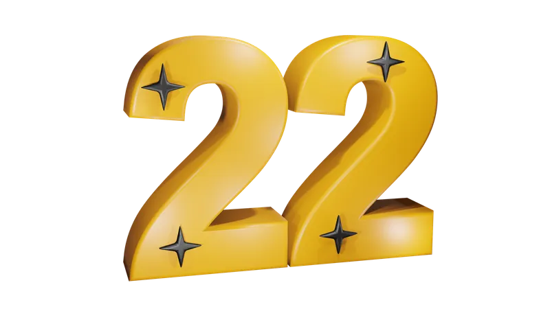 22 numéro  3D Icon