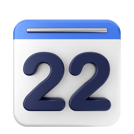 22日カレンダー  3D Icon