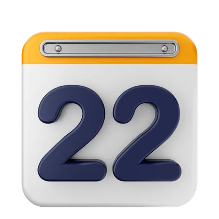 22日カレンダー  3D Icon