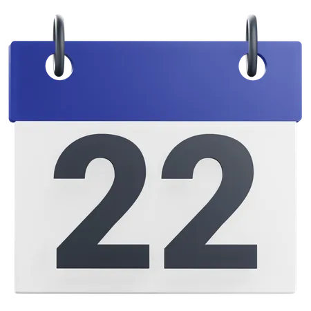 3 D 22nd Twenty Two Day Of Month Calendar Illustration 3D Icon