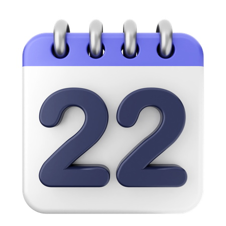 22th Calendar  3D Icon