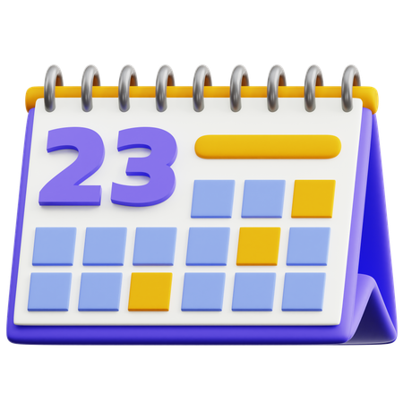 달력 날짜 23  3D Icon