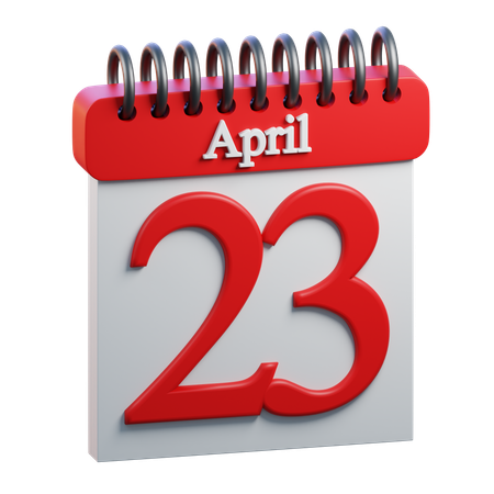 23 April Calendar  3D Icon