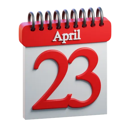 23 April Calendar  3D Icon