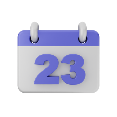 23 Date Calendar  3D Icon