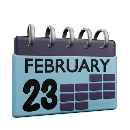 Calendario del 23 de febrero.  3D Icon