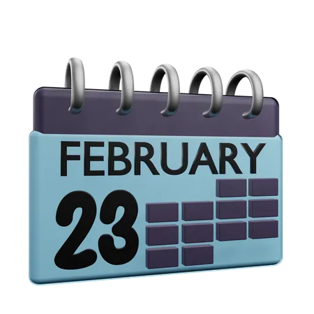 Calendario del 23 de febrero.  3D Icon