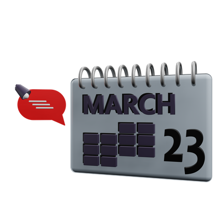 23 March Calender  3D Icon