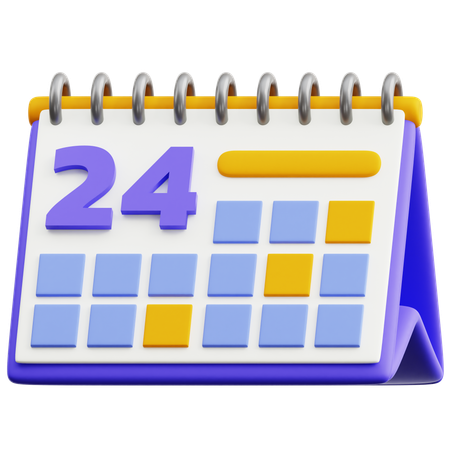 달력 날짜 24  3D Icon