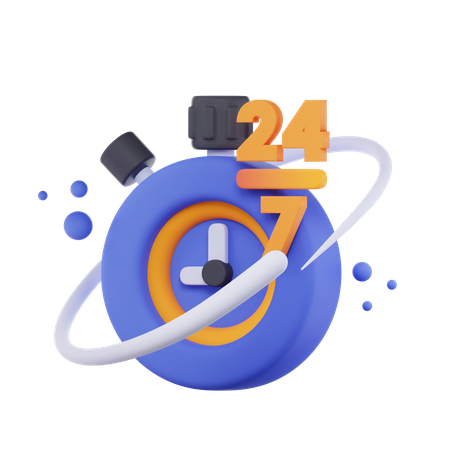 24 7 reloj  3D Icon