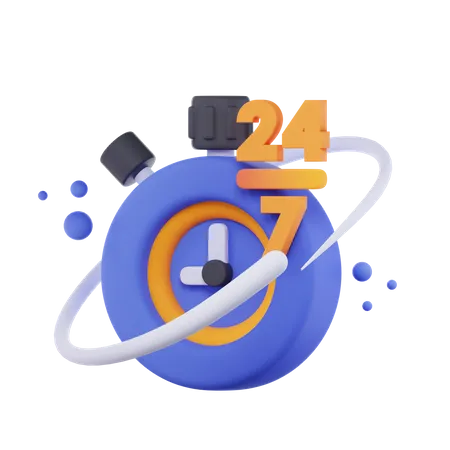 24 7 reloj  3D Icon