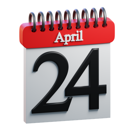 24 April Calendar  3D Icon