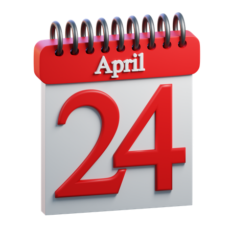 24 April Calendar  3D Icon