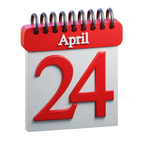 24 April Calendar  3D Icon