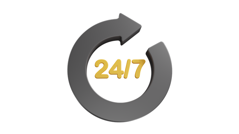 24 By 7 Service  3D Icon