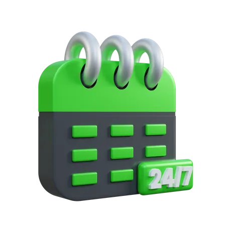 24 By 7 Service  3D Icon