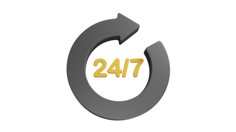 24 By 7 Service  3D Icon