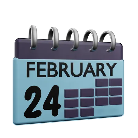 24 February Calender  3D Icon