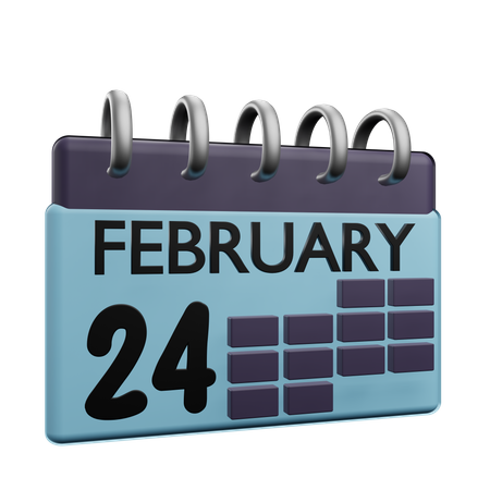 24 February Calender  3D Icon