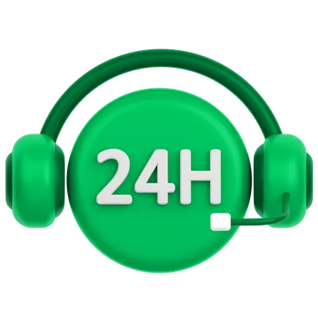 3 D Icon Of 24 Hour Support 3D Icon