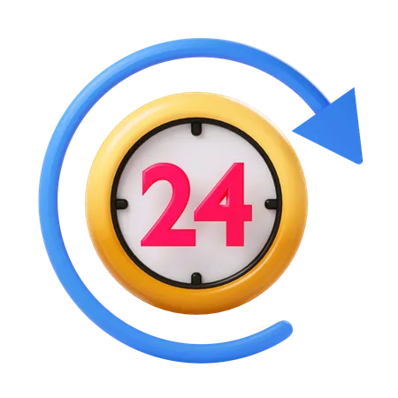 24 hour  3D Icon
