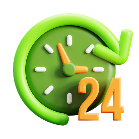 24 Hour  3D Icon